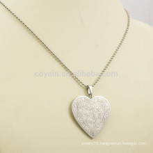 stainless steel heart necklace pendant silver engravable